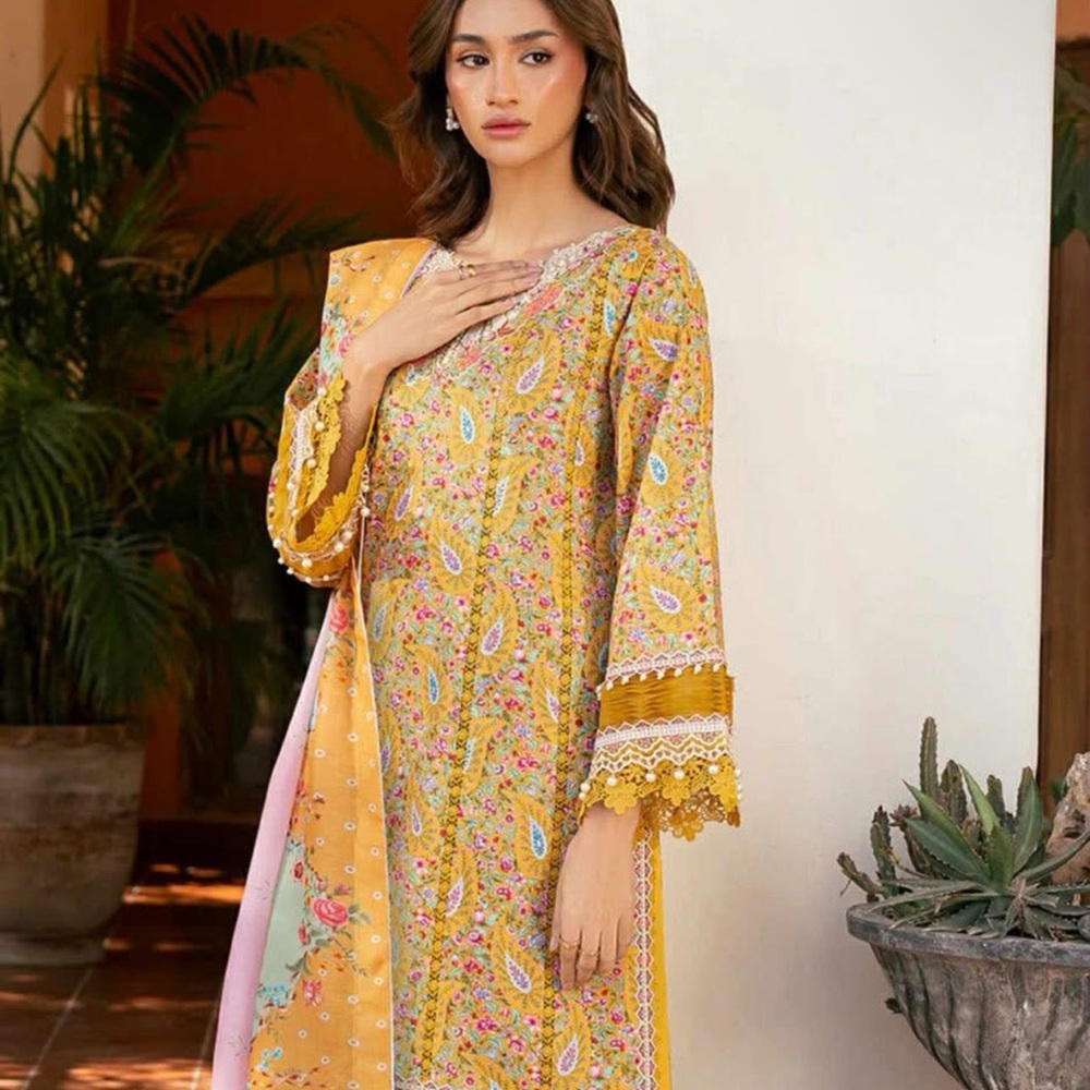 Floral Yellow and Pink Long Dress